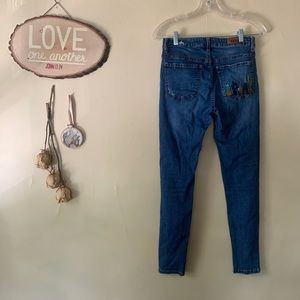 Skinny jeans with potted cacti embroidery detail